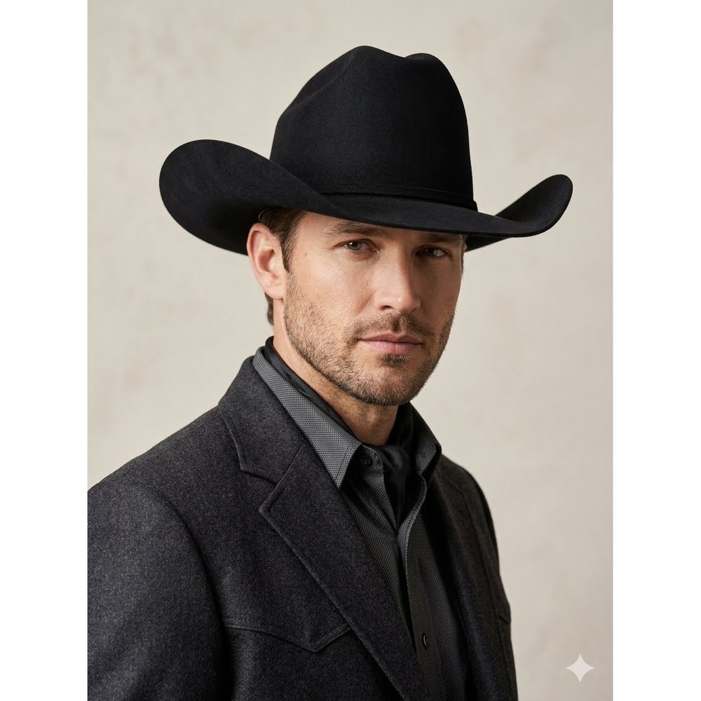 Pigalle XXXXX Black Felt Cowboy Hat Western Cattleman Crease Size 7 USA Mexico
